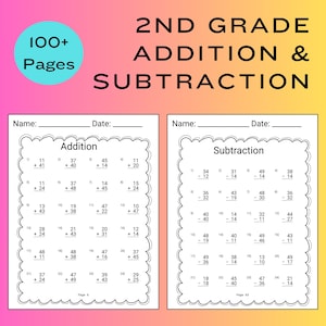 2nd Grade Math Worksheet Addition Subtraction Worksheet Math Sheet ...