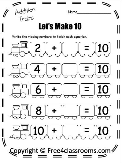 Free Kindergarten Addition Worksheet - Making 10 - Free Worksheets ...