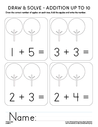 printable math worksheet kindergarten addition