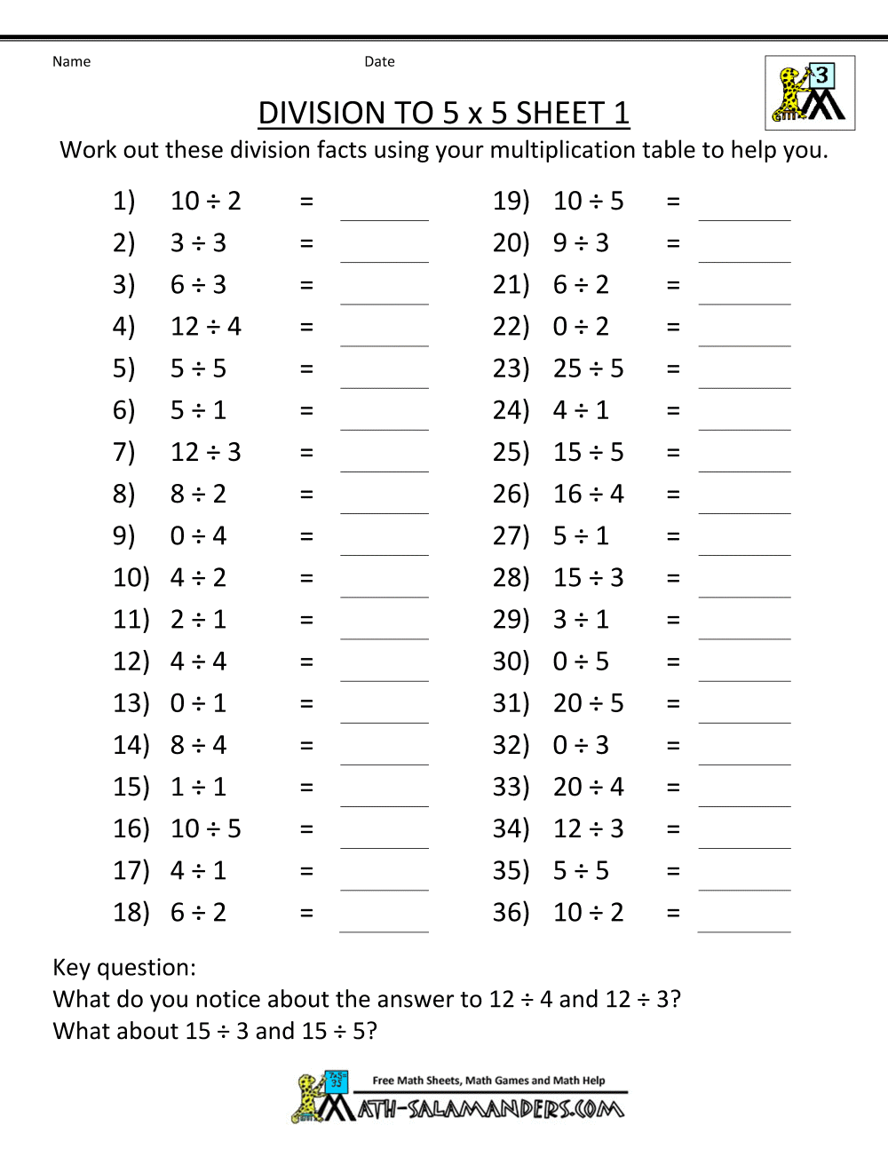 printable math worksheet multiplication and division
