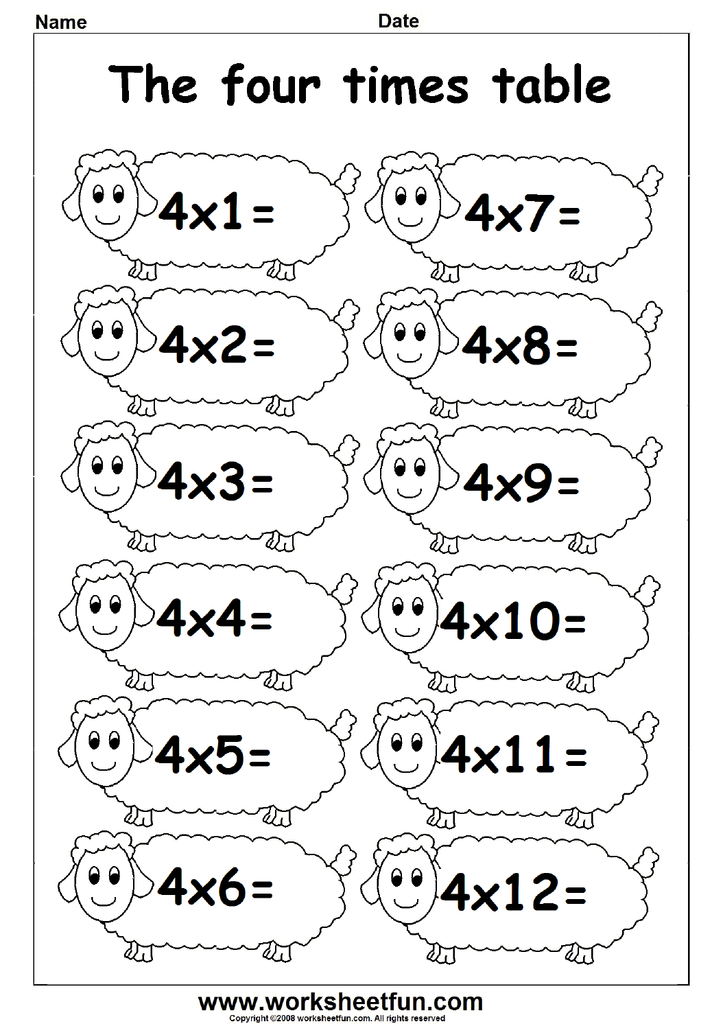 Multiplication Times Tables Worksheets - 2, 3 &  4 Times Tables ...