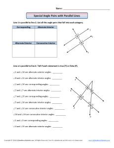printable math worksheets angles in transversal