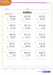 printable math worksheets answer key