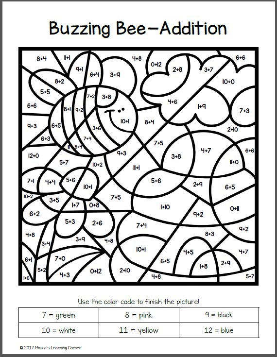 printable math worksheets color by number