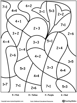 Kindergarten Color by Number Printable Worksheets ...