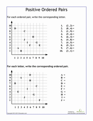 Ordered Pairs | Worksheet 
