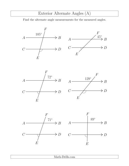 Exterior Alternate Angle Relationships (A)