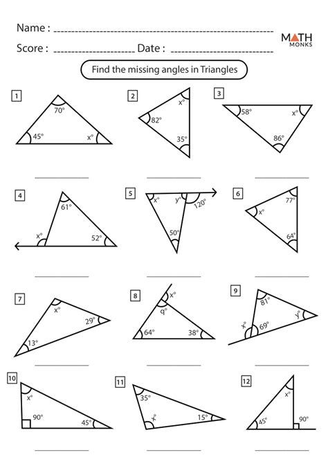 Angles In A Triangle Worksheets 867