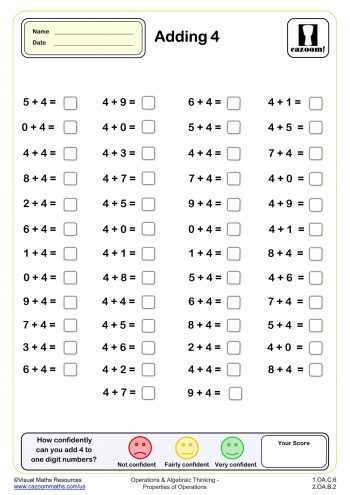 Adding 3 (50 questions) | Fun and Engaging 1st Grade PDF Worksheets