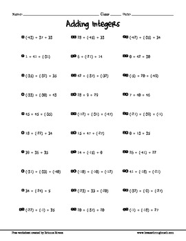 Free Adding Integers Worksheet (3 Terms) by Breeze Through Math | TPT
