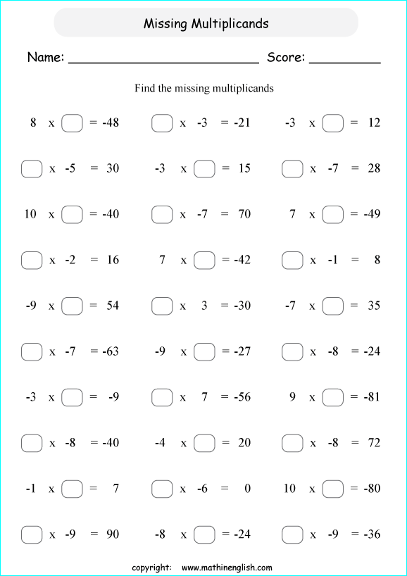 Printable primary math worksheet for math grades 1 to 6 based on ...
