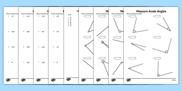 printable math worksheets measuring angles