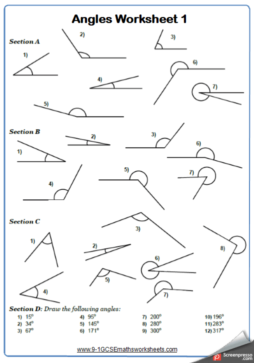 Drawing And Measuring Angles Maths Worksheet And Answers 9 | Free ...