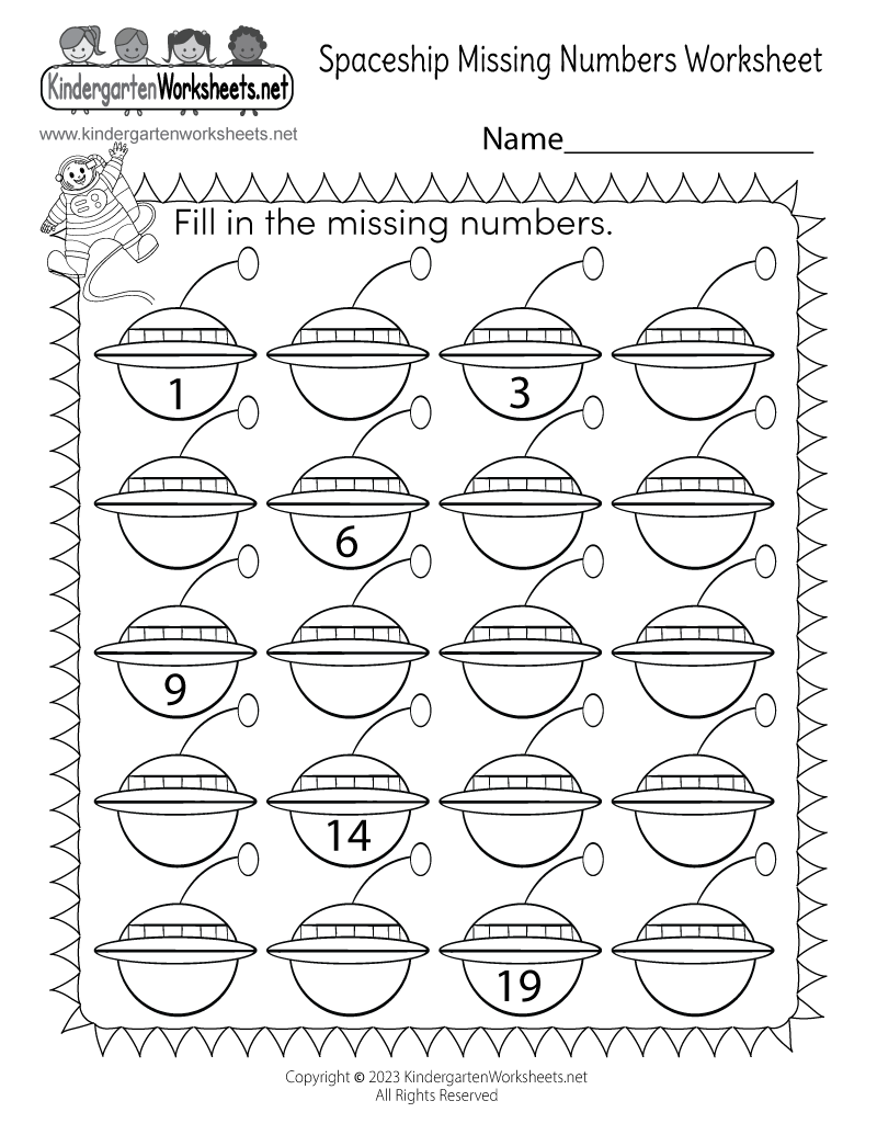 Spaceship Missing Numbers Worksheet - Free Printable, Digital, &  PDF