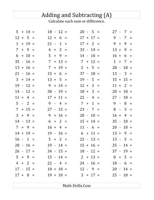 printable math worksheets mixed addition and subtraction