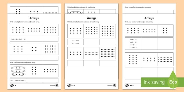 printable math worksheets multiplication arrays