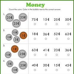 printable math worksheets on money