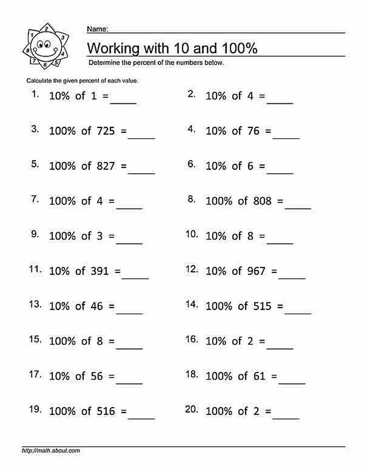 printable math worksheets on percentages