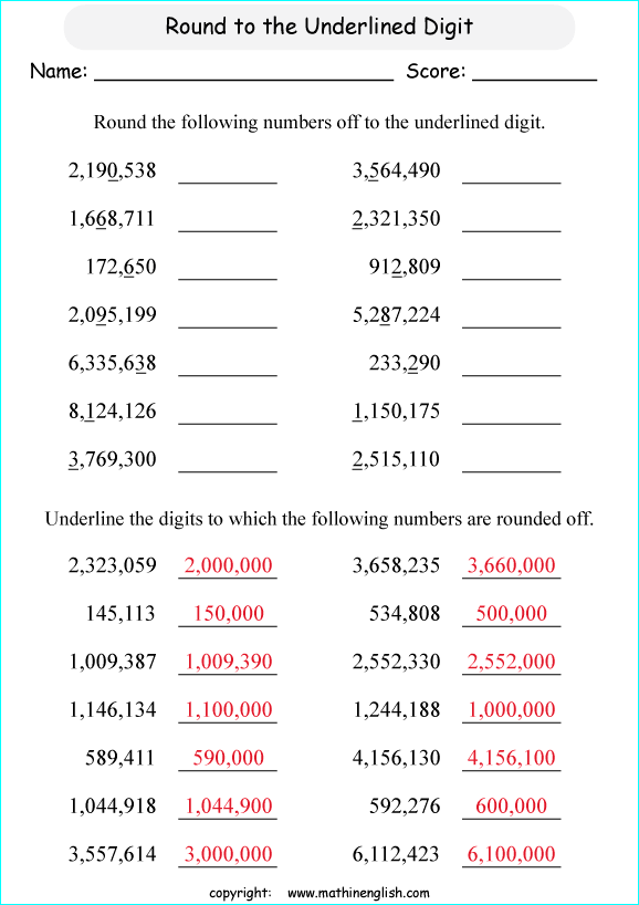 Printable primary math worksheet for math grades 1 to 6 based on ...