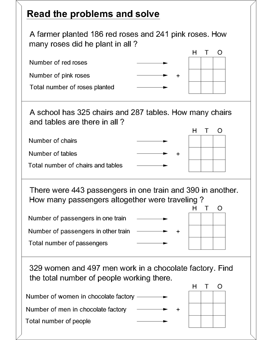 Word problem addition math worksheets - Worksheets Library