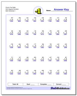 printable math worksheets positive and negative numbers