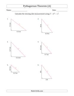 printable math worksheets pythagorean theorem