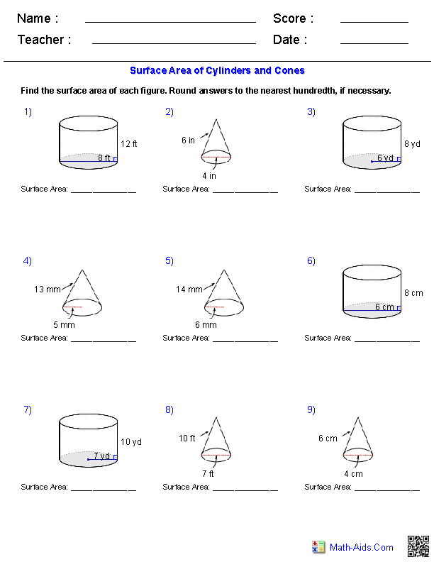 Geometry Worksheets | Volume Worksheets