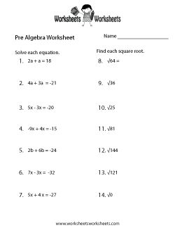 printable math worksheets with variables