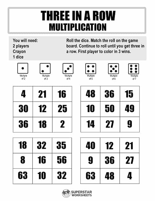 Multiplication Games -Worksheets Library