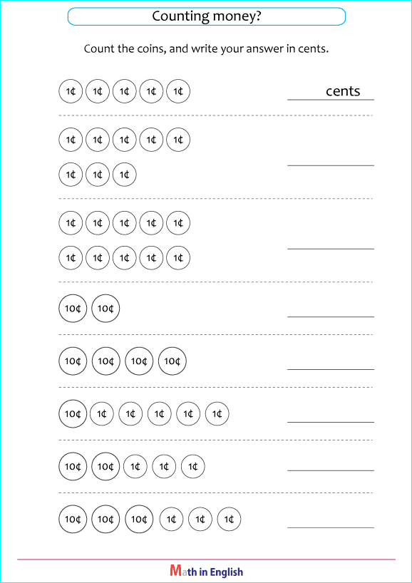 printable maths money worksheets