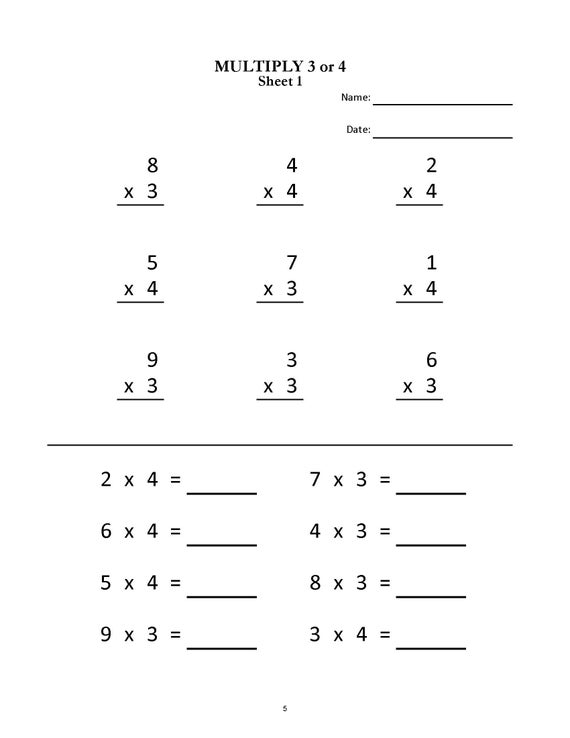 Multiplication Worksheets for Grade 2 &  3 20 Sheets/ Pdf/ Year 2,3 ...