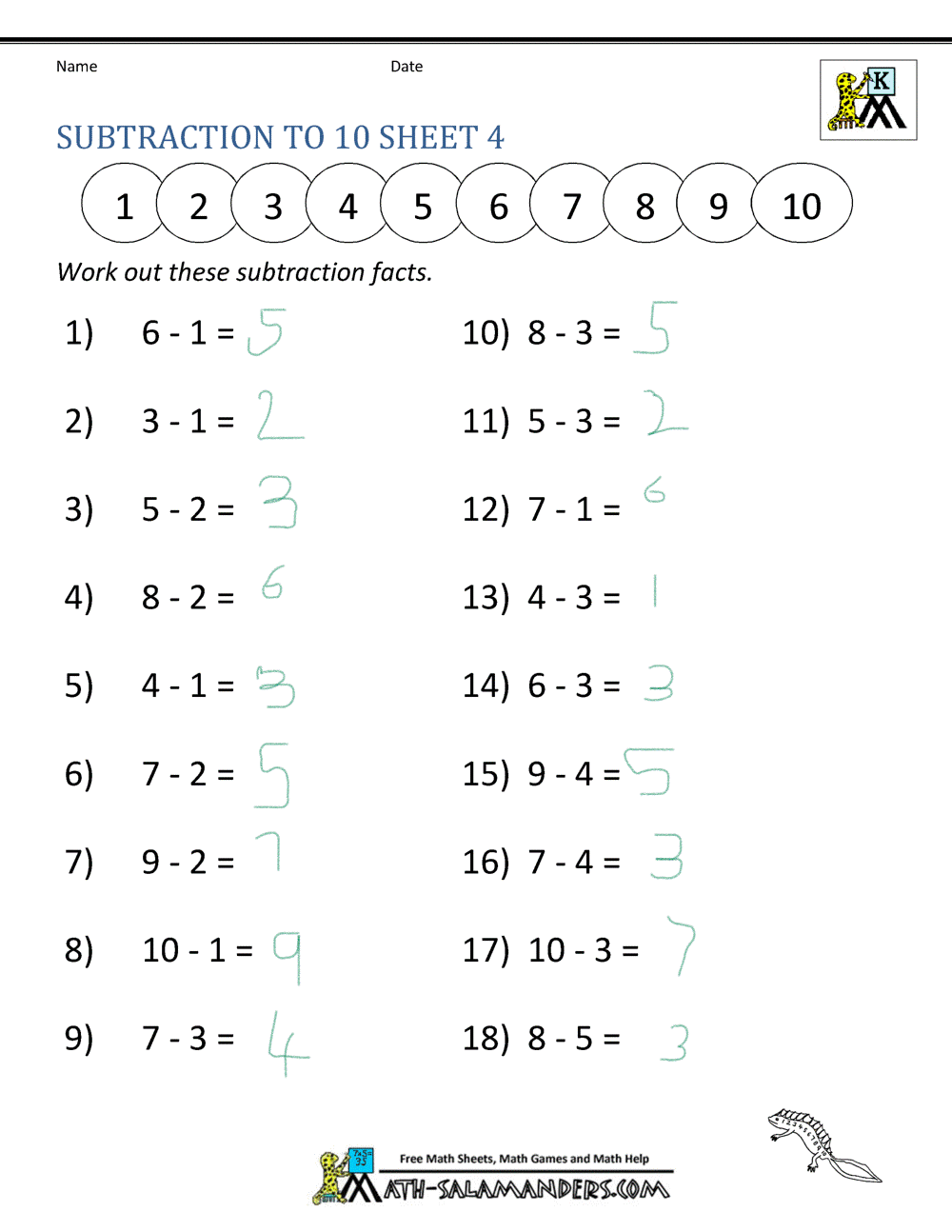 printable maths worksheet for