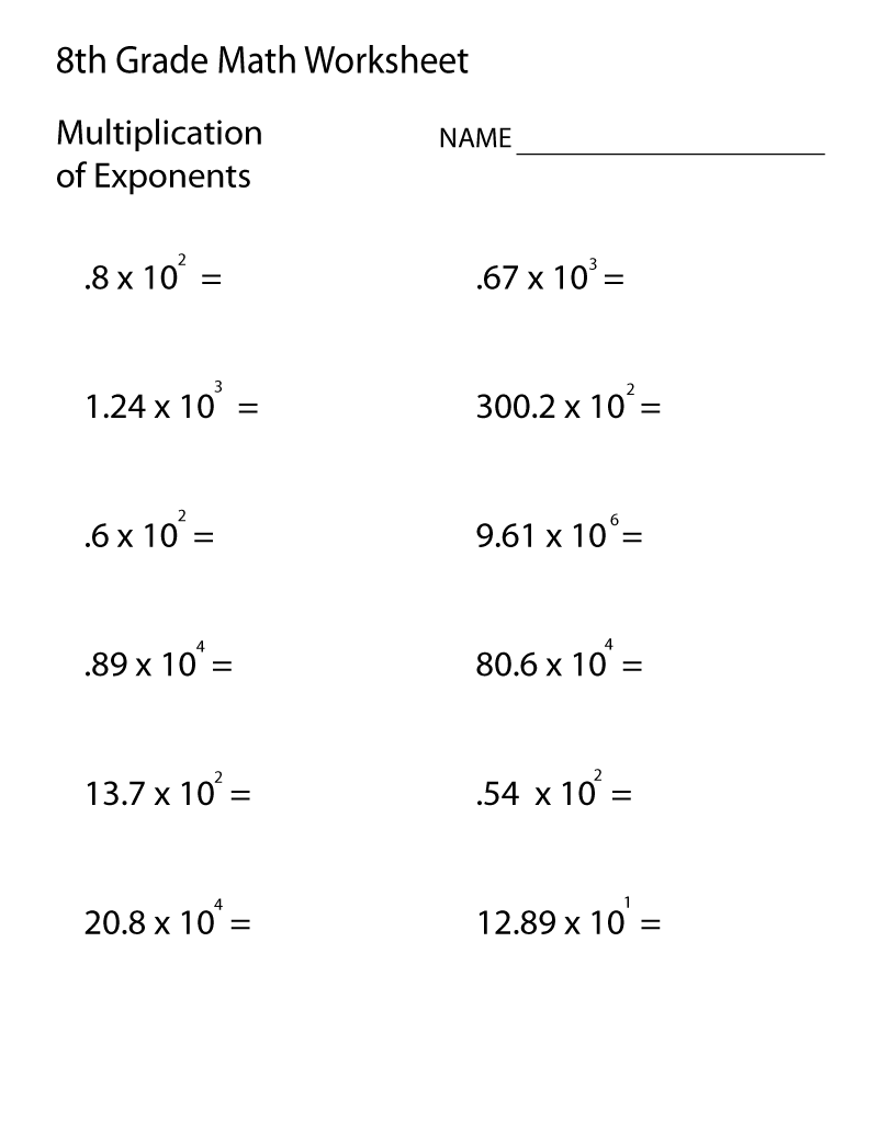 Grade 8 Math Worksheets