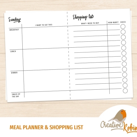 Meal Planner Food with Shopping Checklist PDF | Meal Preparation ...