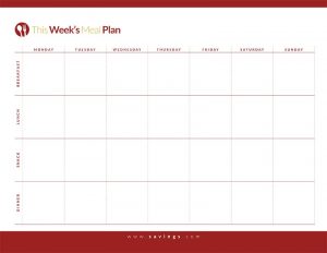 Weekly Meal Plan with Breakfast, Lunch, Dinner and Snacks - The ...