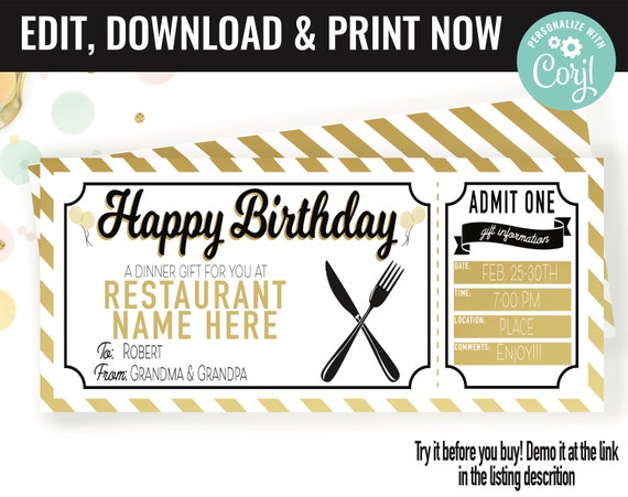 printable meal gift vouchers
