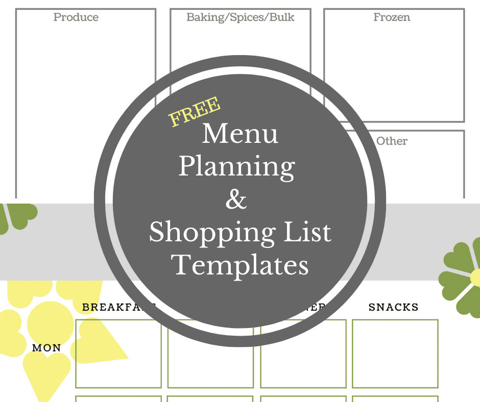 printable meal plan with grocery list