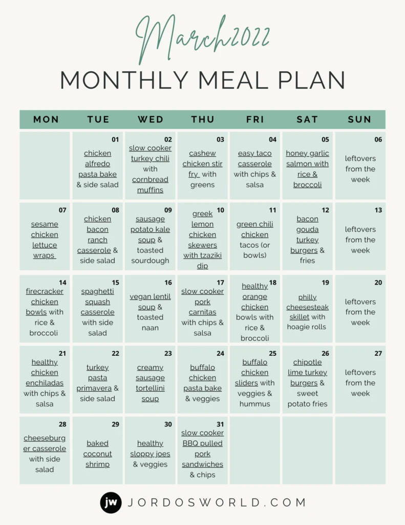 Free Monthly Meal Plan - Jordos World