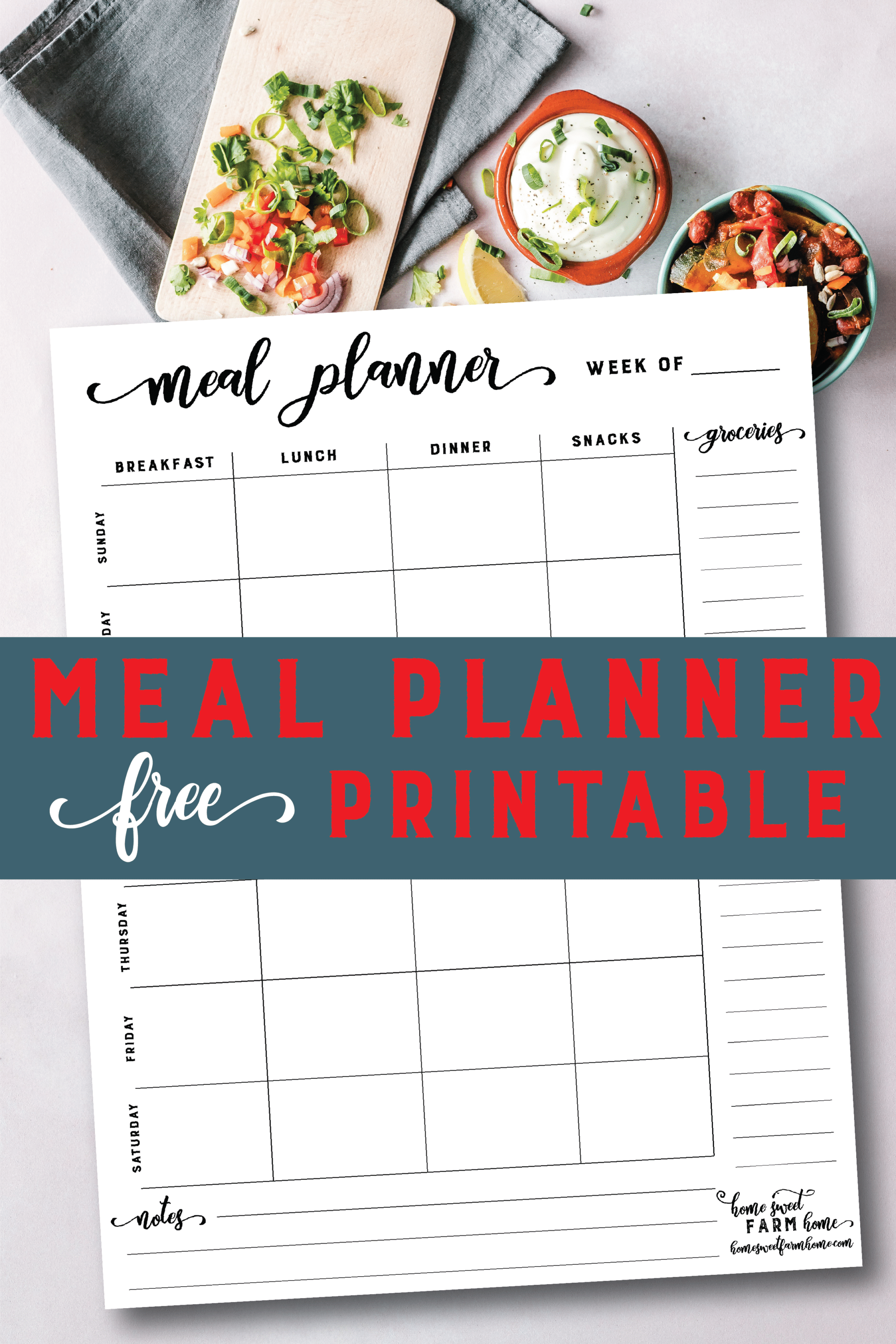 Free Meal Planner Template Printable - Home Sweet Farm Home