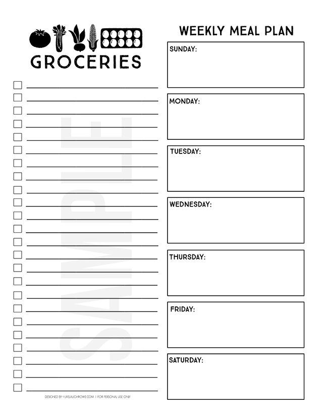 printable meal planner and shopping list