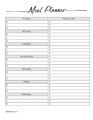 printable meal planner and shopping list