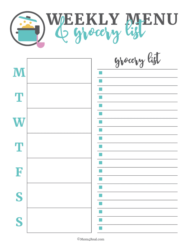 printable meal planner and shopping list