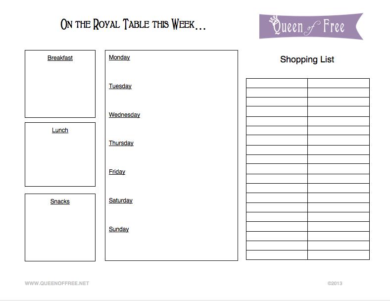 printable meal planner and shopping list