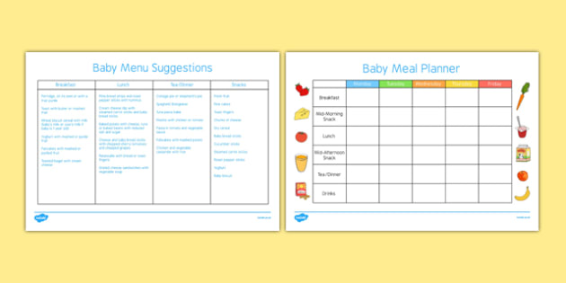 printable meal planner for baby