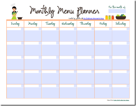 printable meal planner for baby