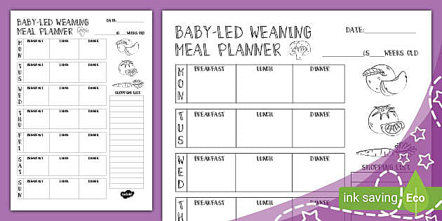 printable meal planner for baby