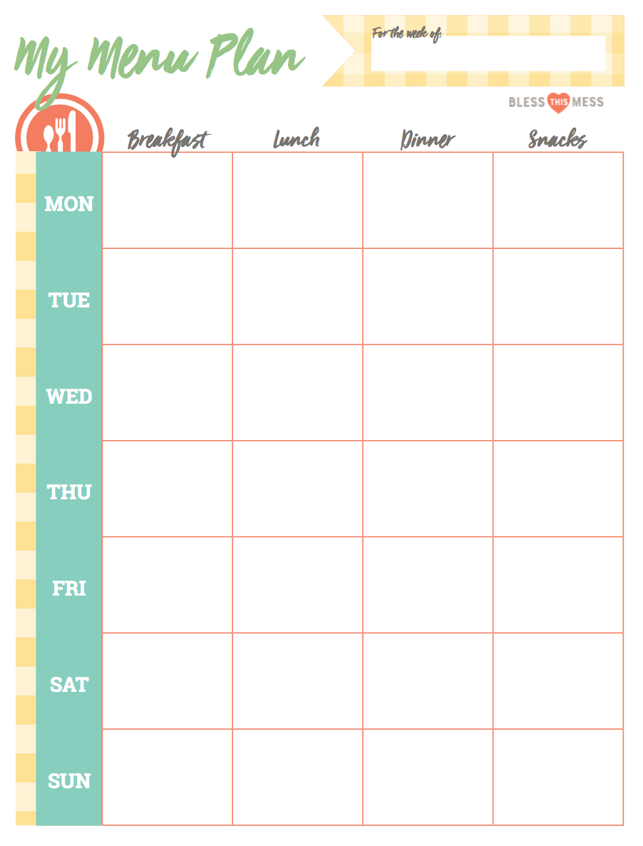 printable meal planner for baby