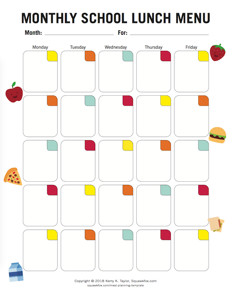 printable meal planner for baby