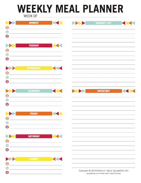 Your Meal Planning Template: 3 meal planners, 1 for kids - Squawkfox