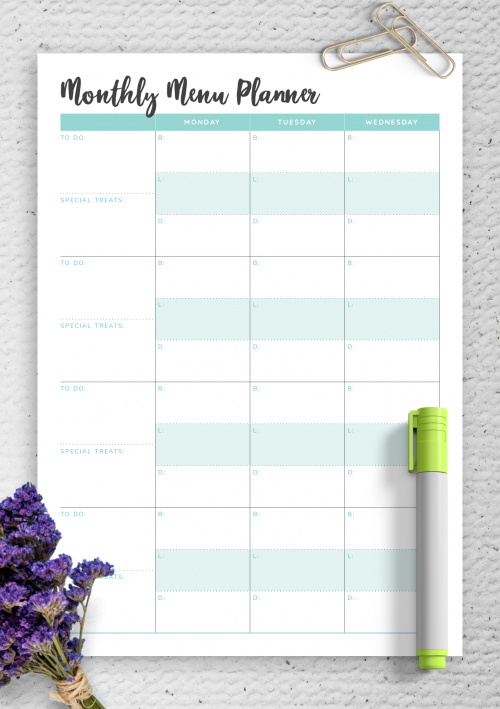 printable meal planner for baby
